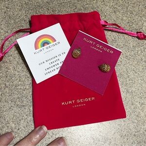 KURT GEIGER LONDON SIGNATURE SMALL PAVE EAGLE STUDS EARRINGS GOLD TONE 0.59”L